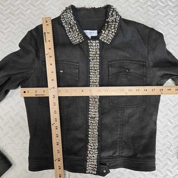 Ter Et Bantine Cropped Linen Jacket Womens 44 IT Small Taupe Gray Studded Italy - Picture 9 of 11